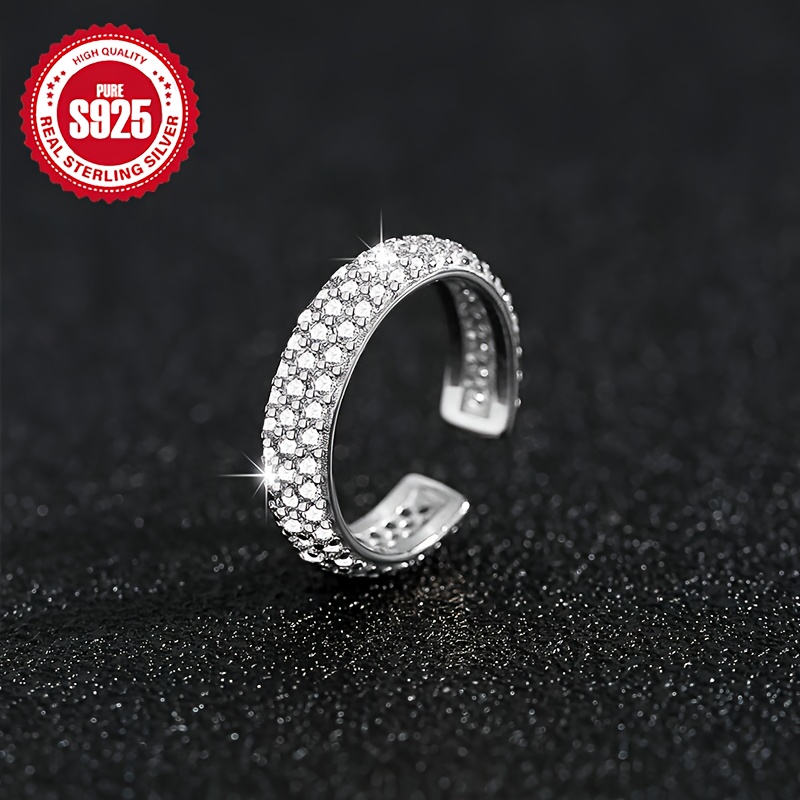 Women's S925 Silvery Ear Clip with Synthetic Zirconia Accents